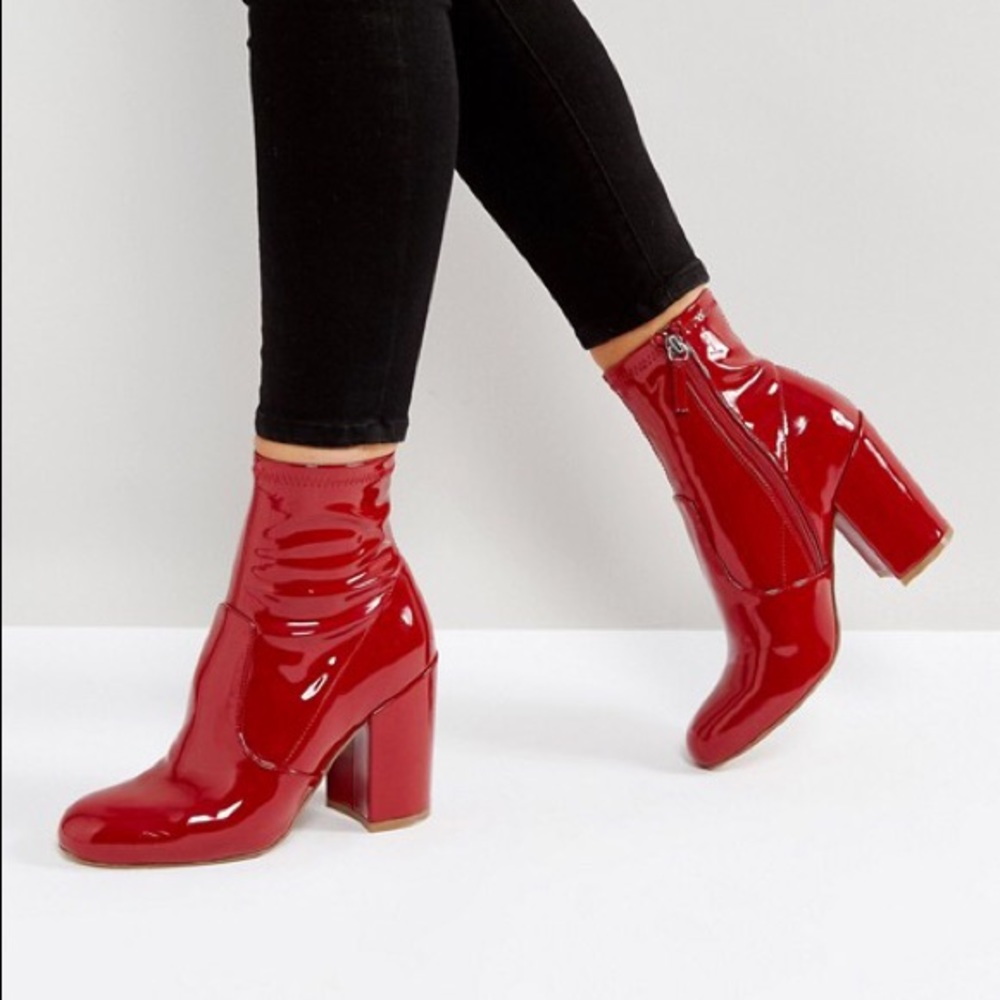 Steve Madden Red Patent Booties